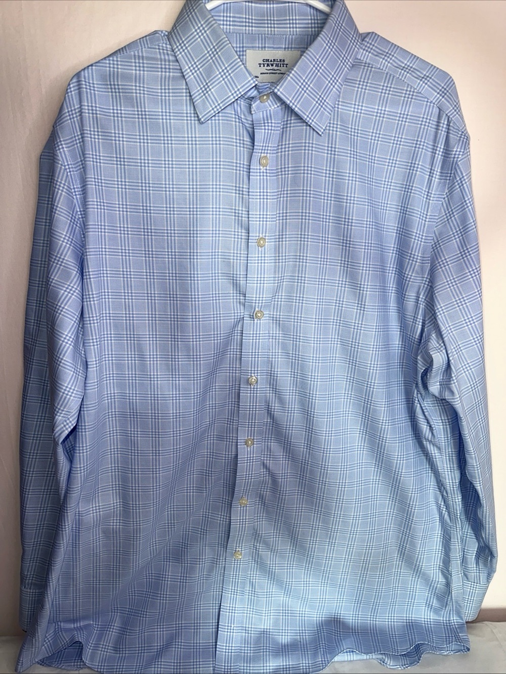 Charles Tyrwhitt Blue Windowpane Plaid Dress Shirt